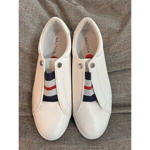 Nautica Nitara Slip on Sneakers Womens 10 Shoes White R W B Strap Casual JN3004